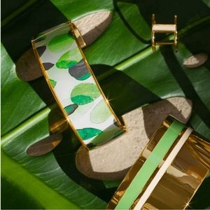 Green bracelet Enamel & gold dipped bangle new with tags